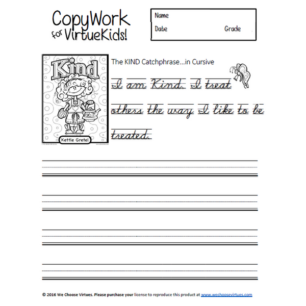 Copywork in Cursive -PDF (PreK-4th Grade)