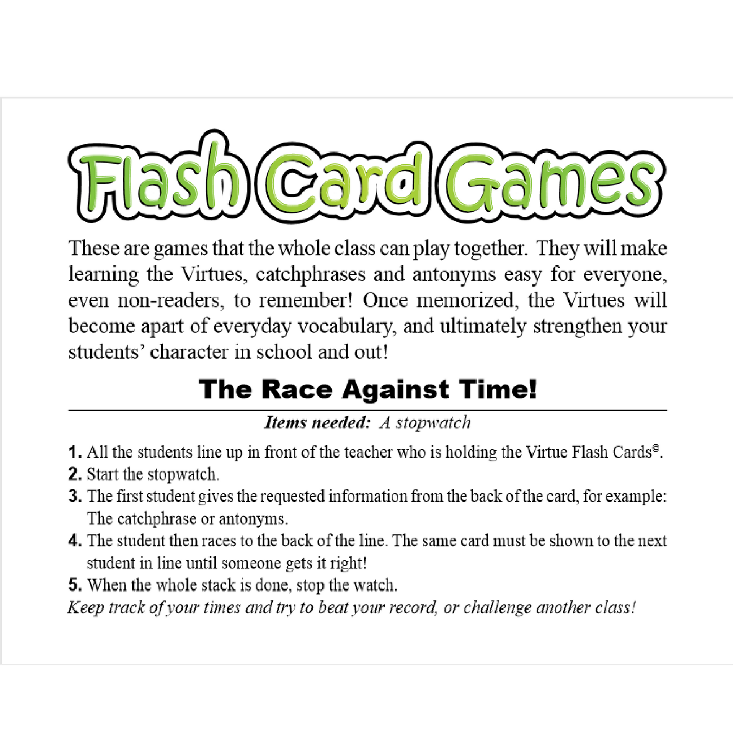 Flash Cards (PreK-4th Grade)