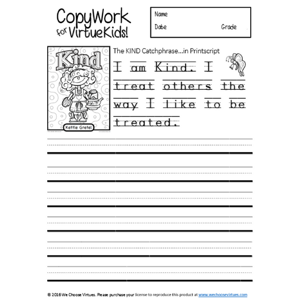 Copywork in Printscript -PDF (PreK-4th Grade)